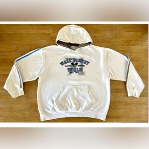 Disney World Mickey Sewn In Logo White and Blue Hoodie Est. 1971 Sweater Sz L